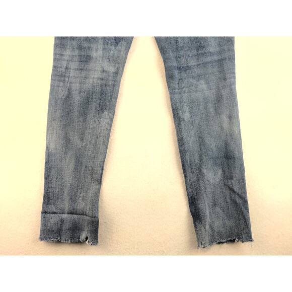 Womens American Eagle Outfitters Hi Rise Jeggings Size 6 Distressed Raw Hem Blue - Picture 8 of 12